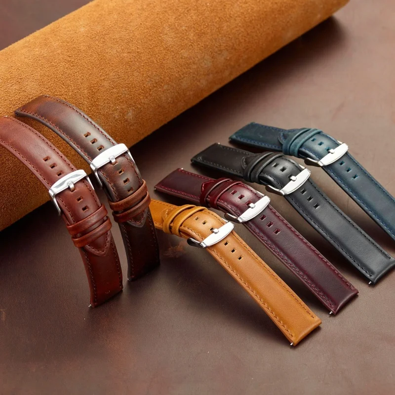 

20mm 22mm Quick Release Retro Cowhide Soft Leather Watch Strap Replacement for Universal Waterproof Watch Bracelet Accessories