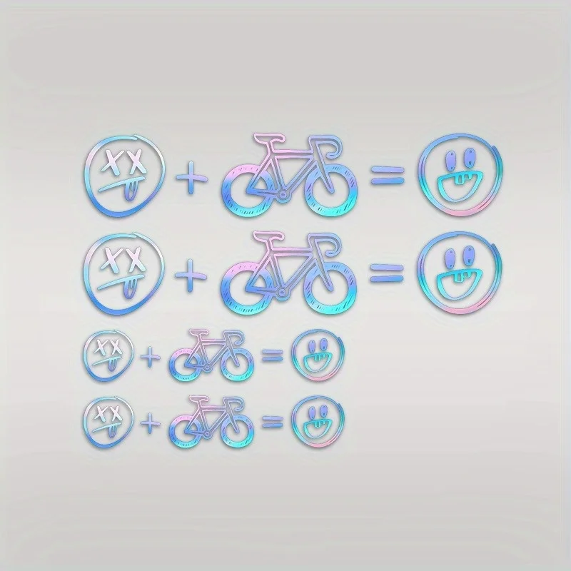 4 Stück/Blatt Happy Face Fahrradaufkleber – Rennrad-Dekoration, universell für Motorrad und Auto, Weihnachtsgeschenke
