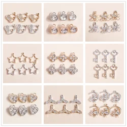 10pcs Exquisite Crystal Charms Gold Silver Plated Heart Star Key Fish Mermaid Pendant for Necklace Bracelet Jewelry Accessoris