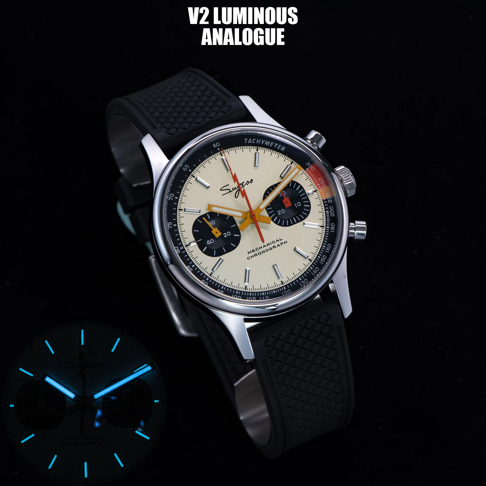 Sugess-Montre Mécanique Pilot pour Tianjin ST19, Chronographe, Mouvement à Col de Cygne, Montres-Bracelets, Clip Saphir, Sports de Course Limités