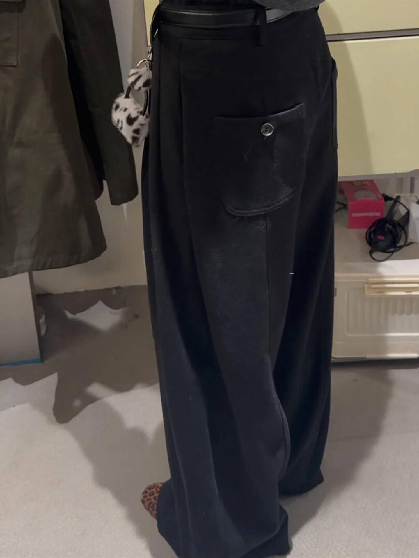 

Rouje Kefss High Waist Thickened Casual Black Knife- Pants Autumn New Style Loose Fit Wide Leg Long Trousers for Women