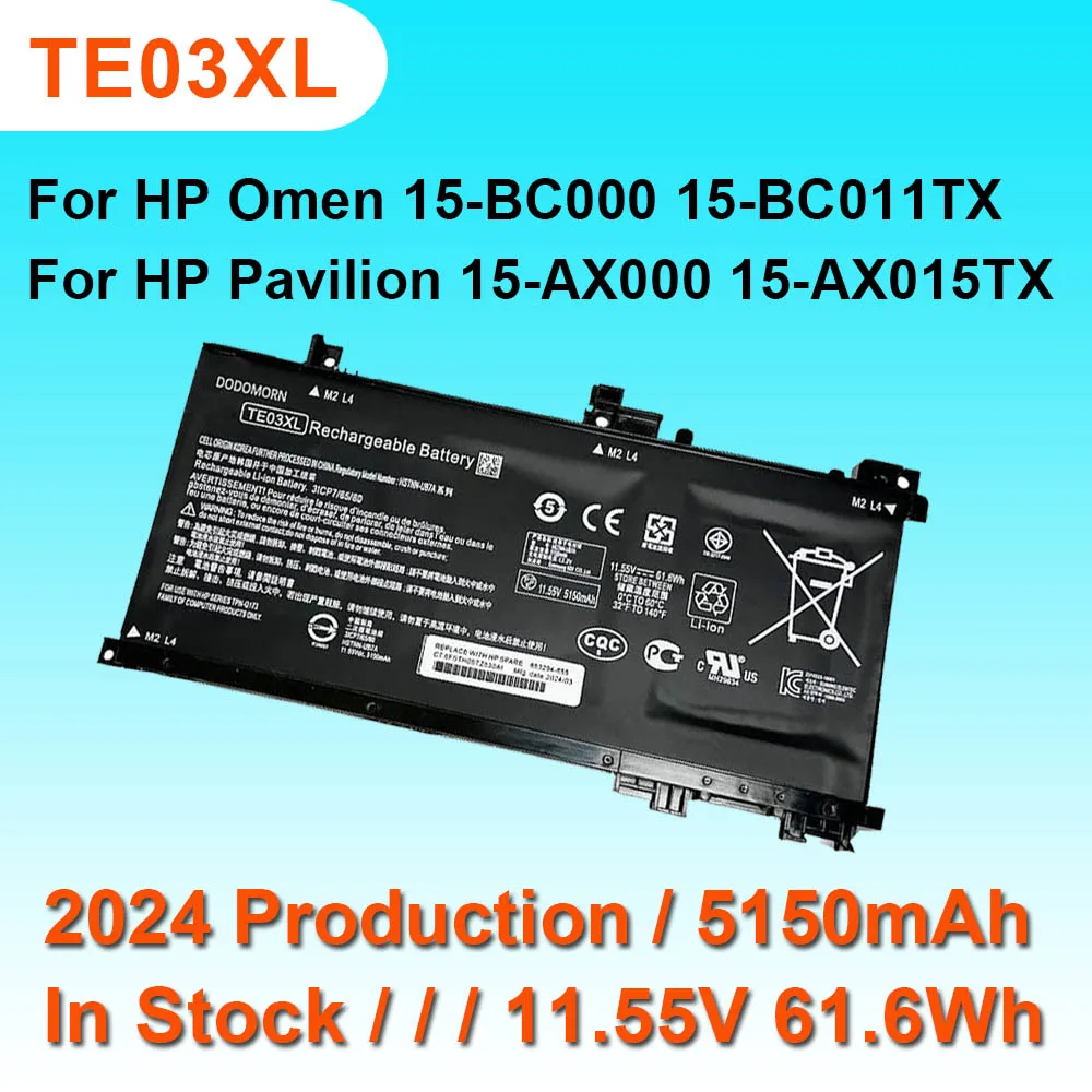 For HP Omen 15-BC000 15-BC011TX 15-BC013TX For Pavilion 15-AX015TX 15-AX017TX TE03XL Laptop Battery 5150mAh 61.6Wh 11.55V