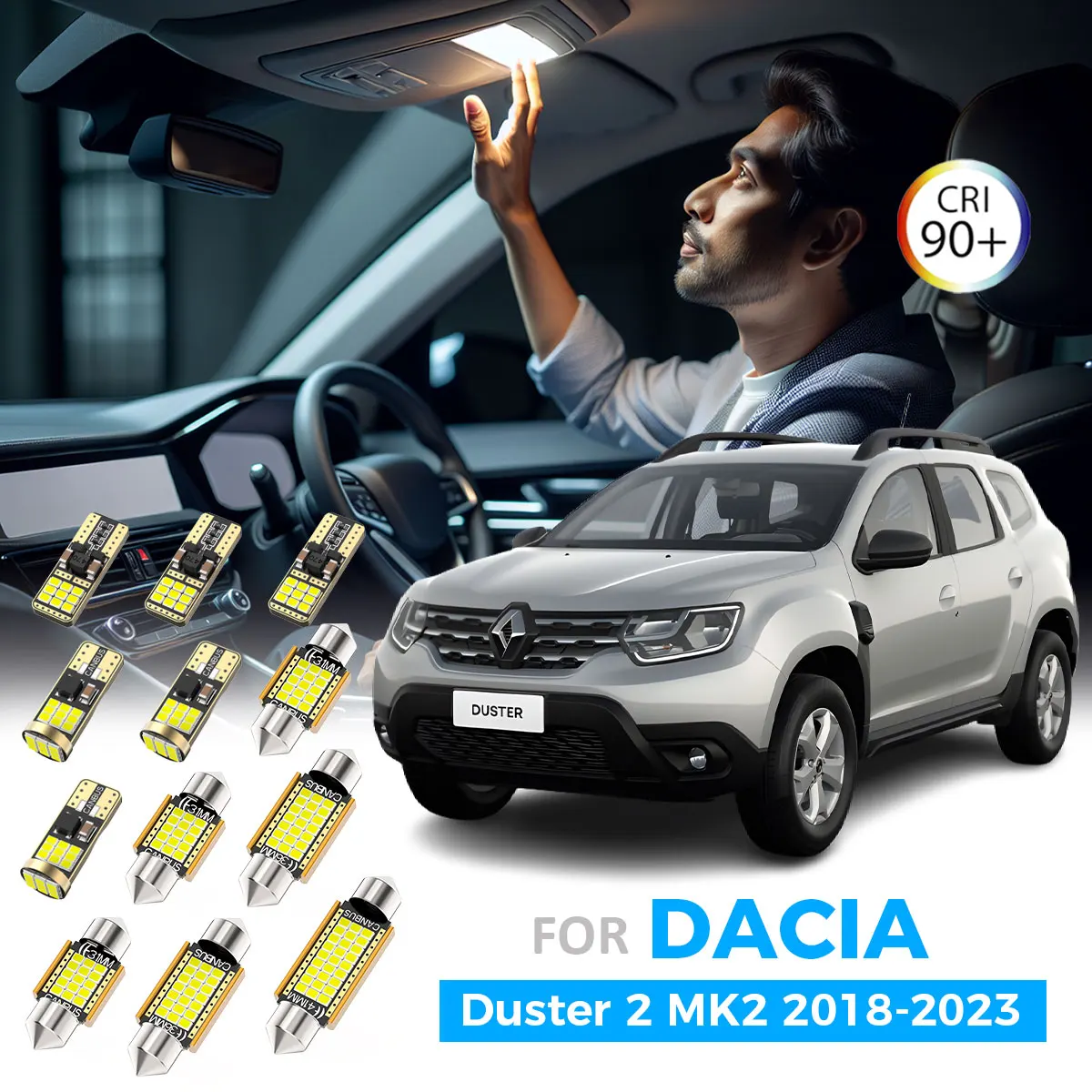 

AENVTOL 10 шт. Canbus для Dacia Duster 2 II MK2 2018 2019 2020 2021 2022 2023 Автомобильные светодиодные лампы Аксессуары Комплект ламп внутреннего освещения