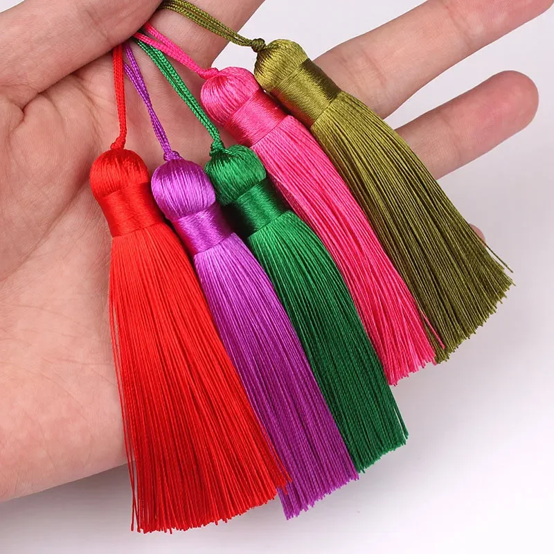 

3/6/9pcs 8cm Chunky Tassel Polyester Silk Tassel Fringe Soft Elegant Handmade Silky Floss Tassels for DIY Wedding Decoration