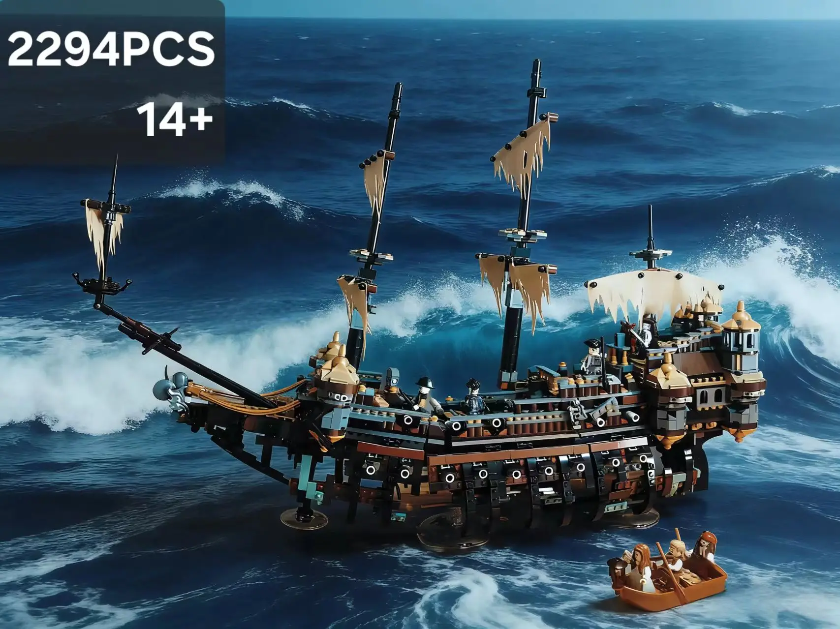 

2294Pcs Pirates Ship Imperial Caribbean Building Blocks Set Flagship Model Compatible 71042 Christmas Gifts For Kids Toys
