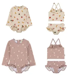 Maillot de bain pour petites filles, deux pièces, protection solaire, pour enfants