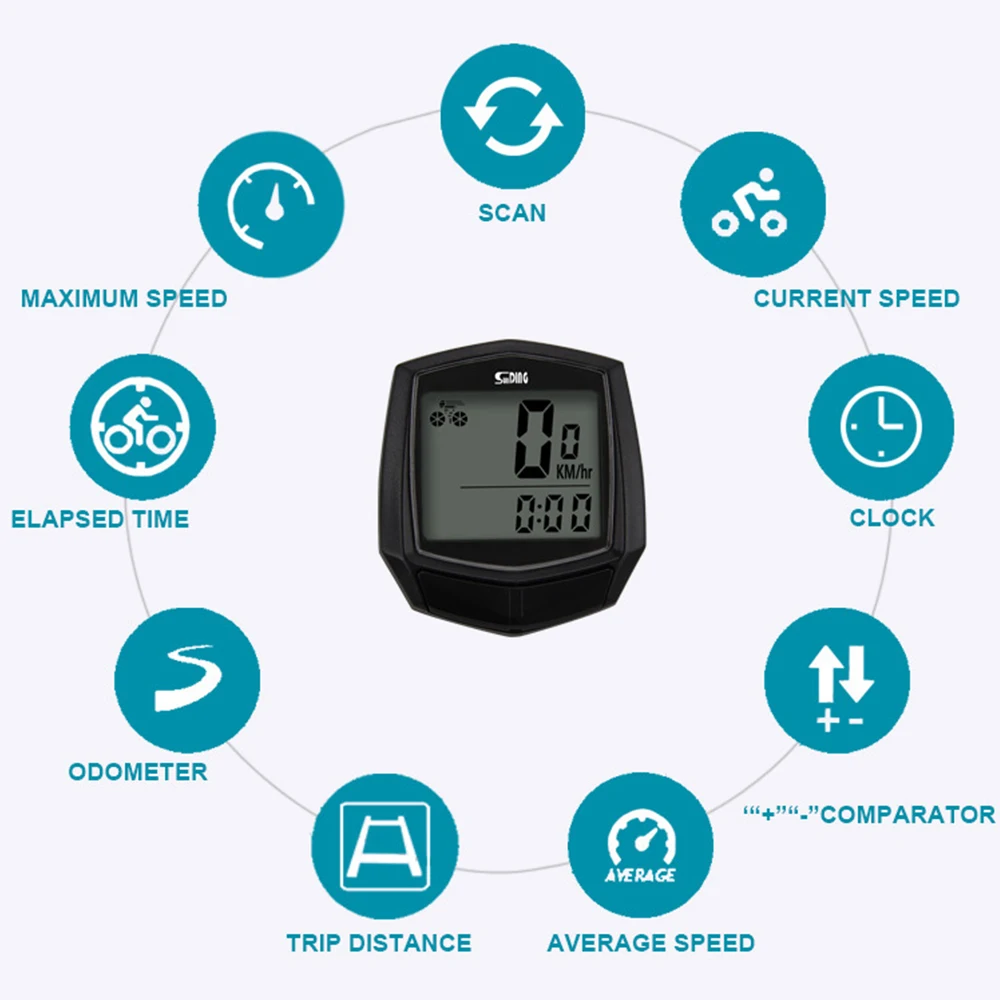 Bike Computer Multifunctional Speedometer LCD Digital Display Bike Table Waterproof Odometer Cycling Stopwatch Bicycle Computer