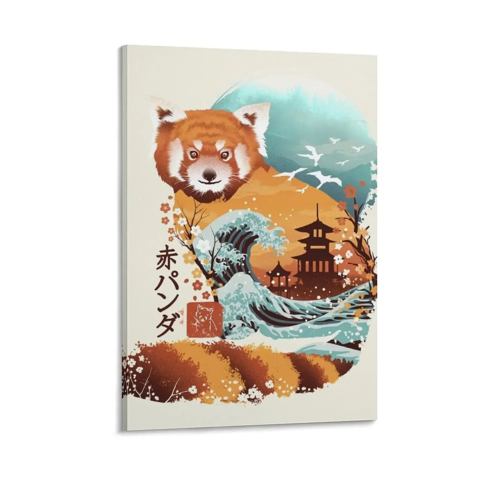 

Ukiyo e Red Panda Canvas Painting wall art aesthetic room decorative items for home