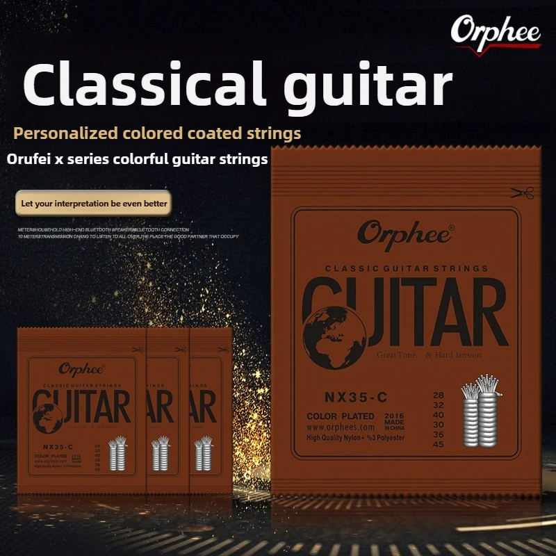 

10 шт. аксессуары для гитары, струны Orphee NX35-C, цветные классические струны, 1–6, нейлоновый набор струн