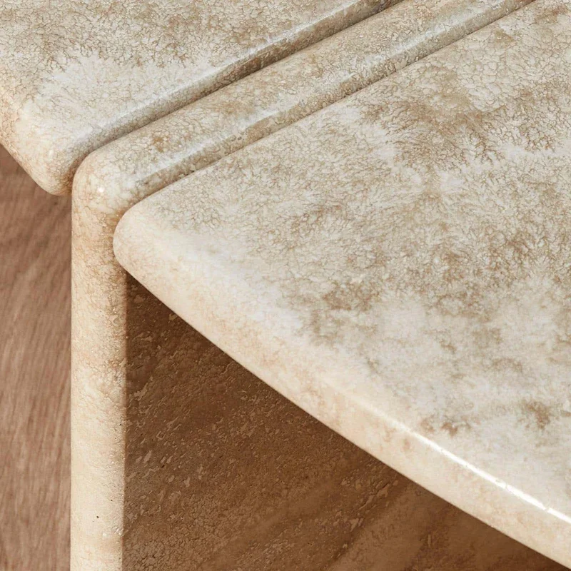 Wabi Sand Wind Natural Roman Travertine Coffee Table Simple Round Designer Hotel Tea Table Coffee Table