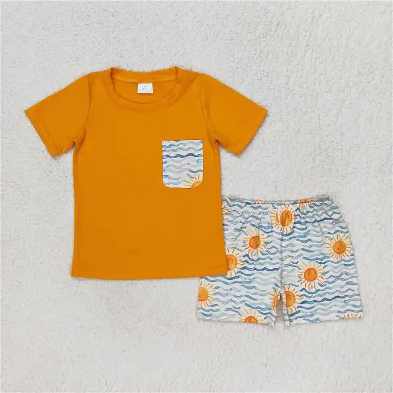 Summer Fashion Match Baby Girls Sun Sea Boys Sibling Dresses Clothes Sets Wholesale Boutique Fashion Children Clothing