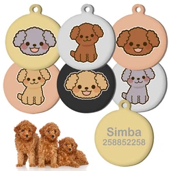 Toy Poodle Shih Personalized Name Tag Engraved ID Stainless Steel Tag For Dog Collar Anti Loss Pet Nameplate Custom