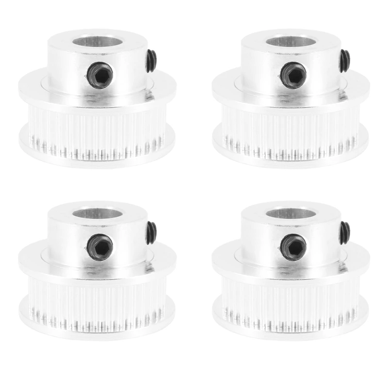 4X Alluminio GT2 36 Denti 8Mm Foro Cinghia Dentata Puleggia Flangia Ruota Sincrona Per Stampante 3D