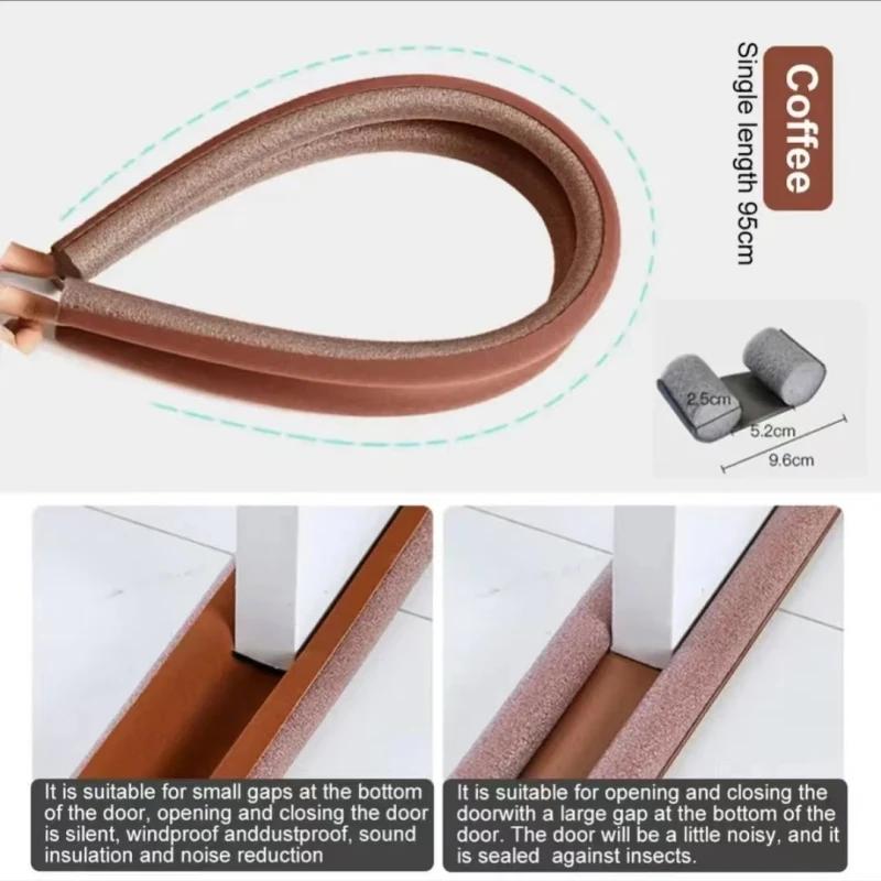 2er-Pack flexible Türdichtung, untere Dichtungsleiste, Wetterschutzleiste, Kälteschutz, Spaltstopper, dickere Dichtungsleiste 93 Men Di – Detail 9