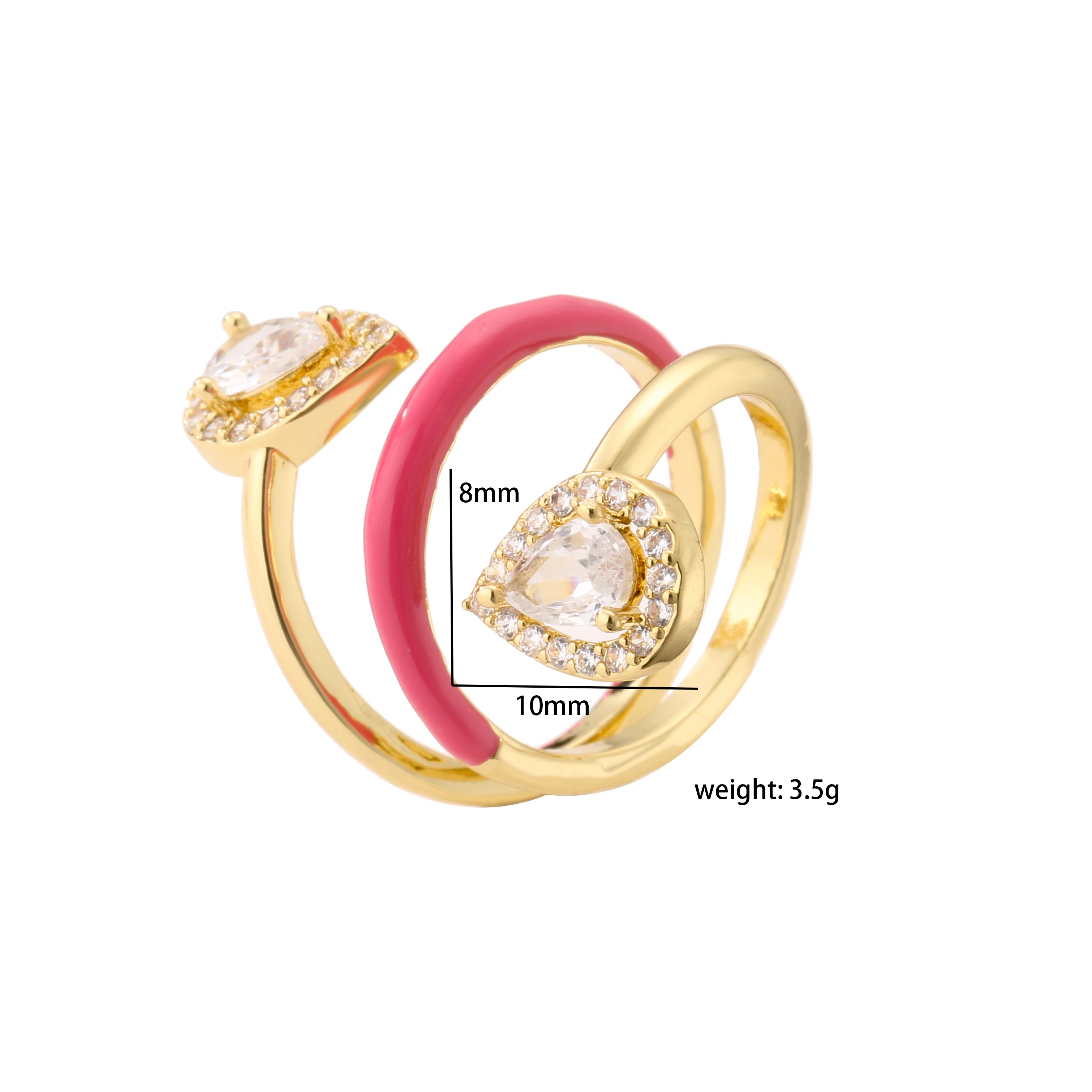HECHENG,Summer New Colorful Neon Enamel Open Adjusted Finger Ring For Women Fluorescent Fashion Copper Zircon Jewelry