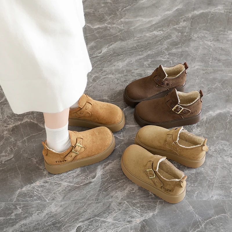 أحذية بدون كعب للاستخدام الخارجي، أحذية قطنية، أحذية نسائية دافئة مبطنة بالصوف، أحذية مقاومة للانزلاق والارتداء، BU01 #6