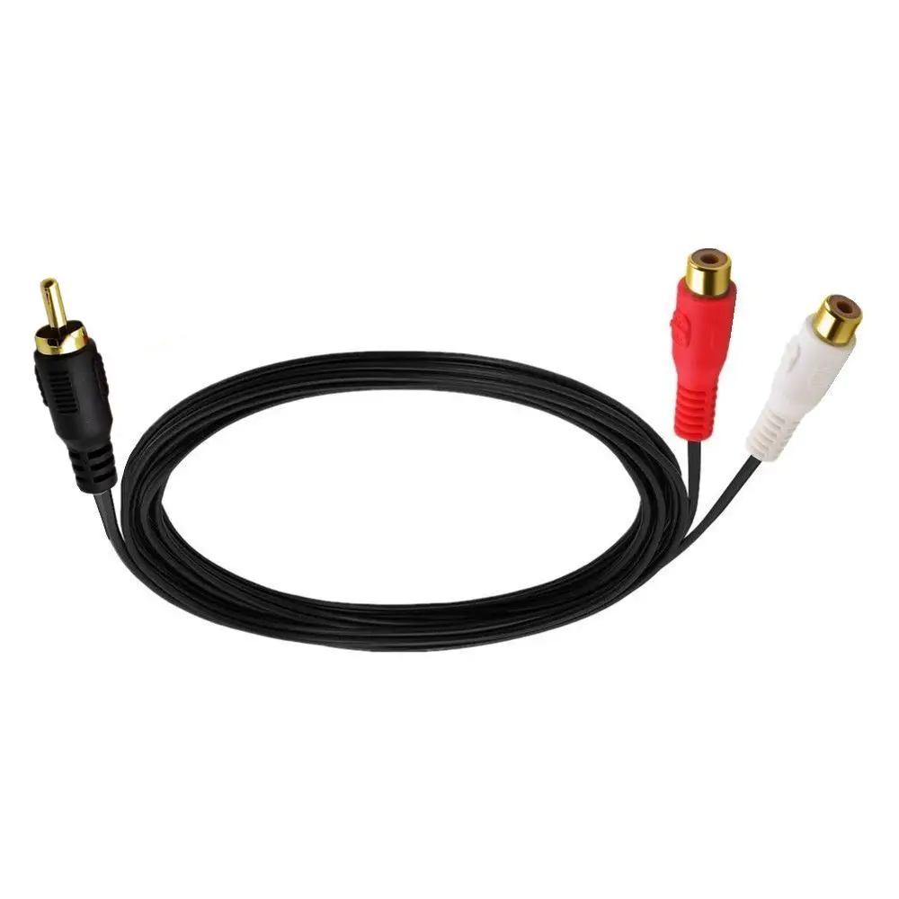 Cable de Audio Lotus RCA a dual RCA, convertidor de audio macho a hembra de 1,5 M, cabeza de loto, un minuto, dos