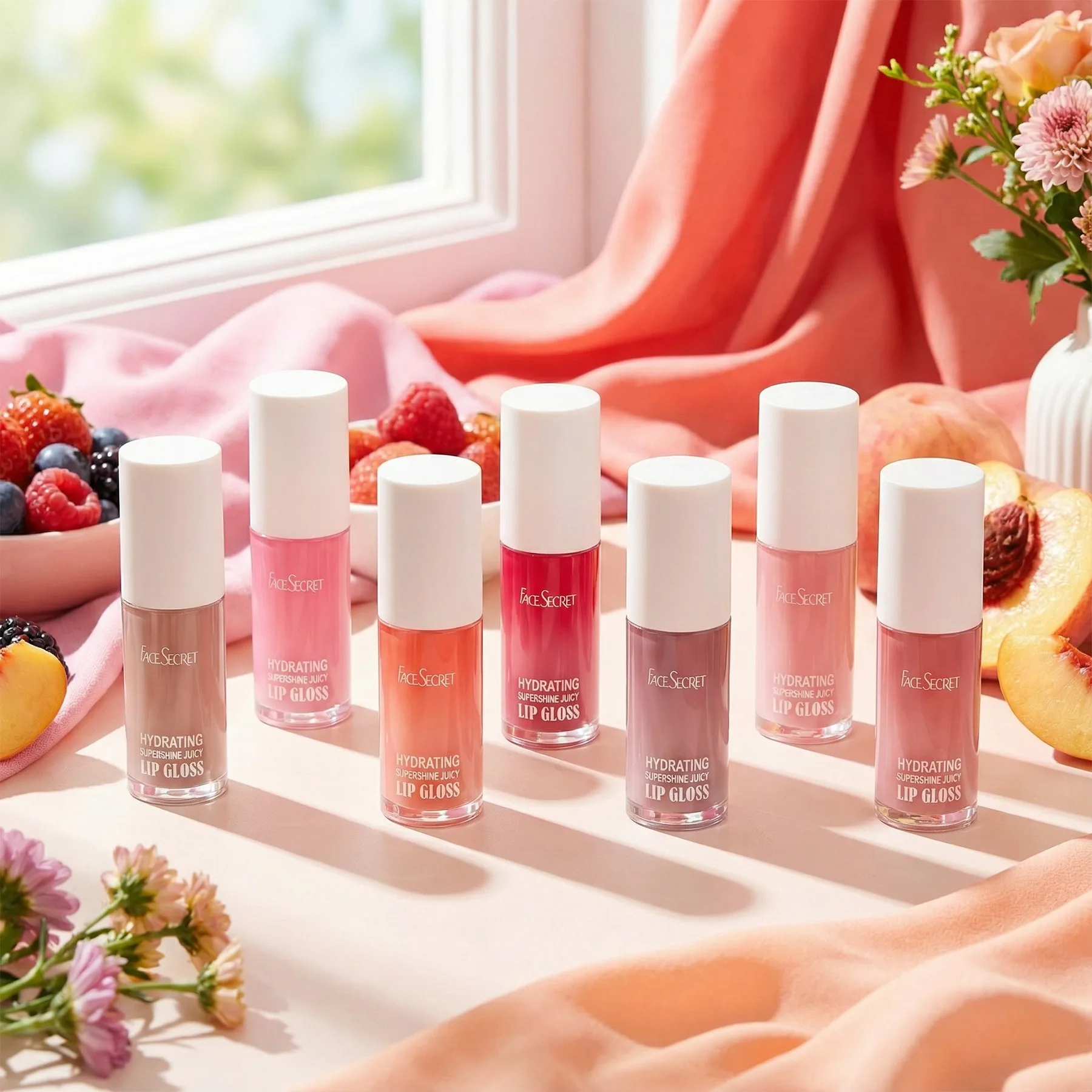 7-kleuren Jelly Lipolie Lipgloss Hydraterende opvullende lippenbalsem Lipcombo Natuurlijke fruitkleur Lichtbeige lip Langdurige make-up