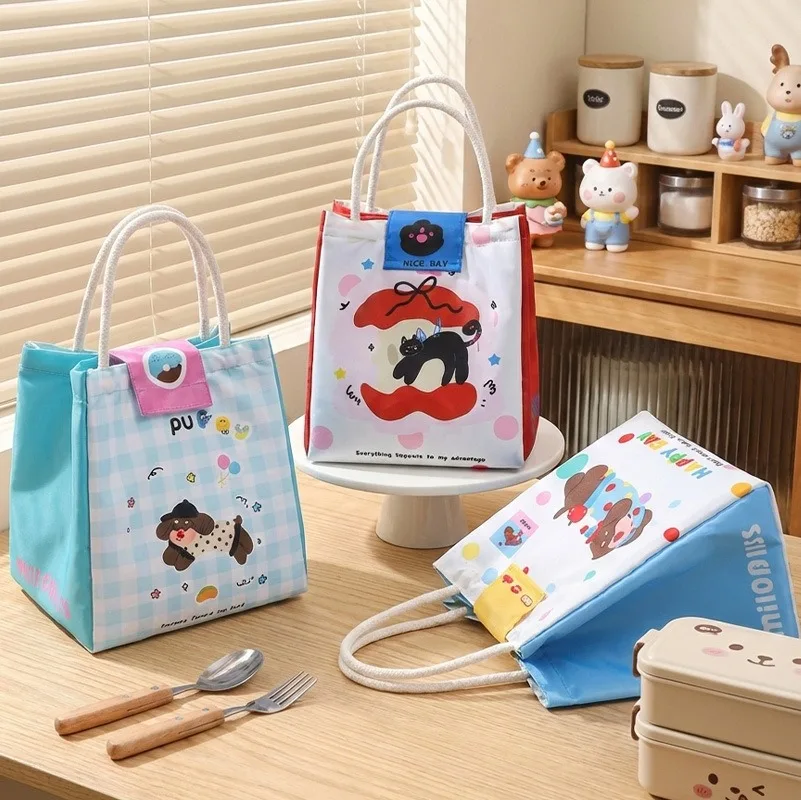 Cute insulated lunch box bag, bento box, insulated bag, student lunch bag, thickened aluminum foil bag, portable snack bag