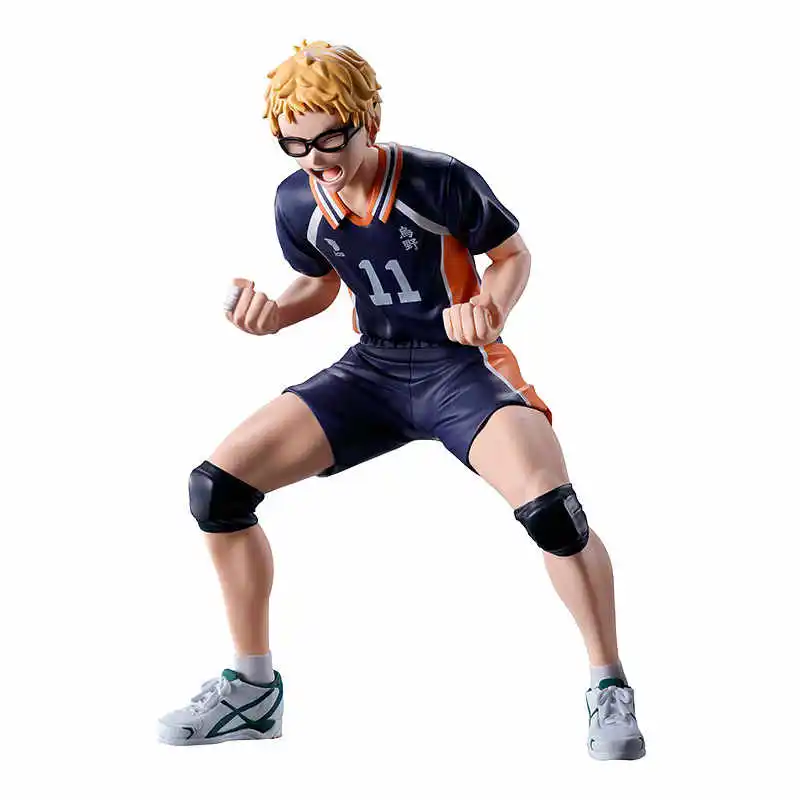 14cm Genuine Banpresto Posing Figure Haikyuu!! Kei Tsukishima Scream and clench fists Action Figure Model Toys Gift for Birthday