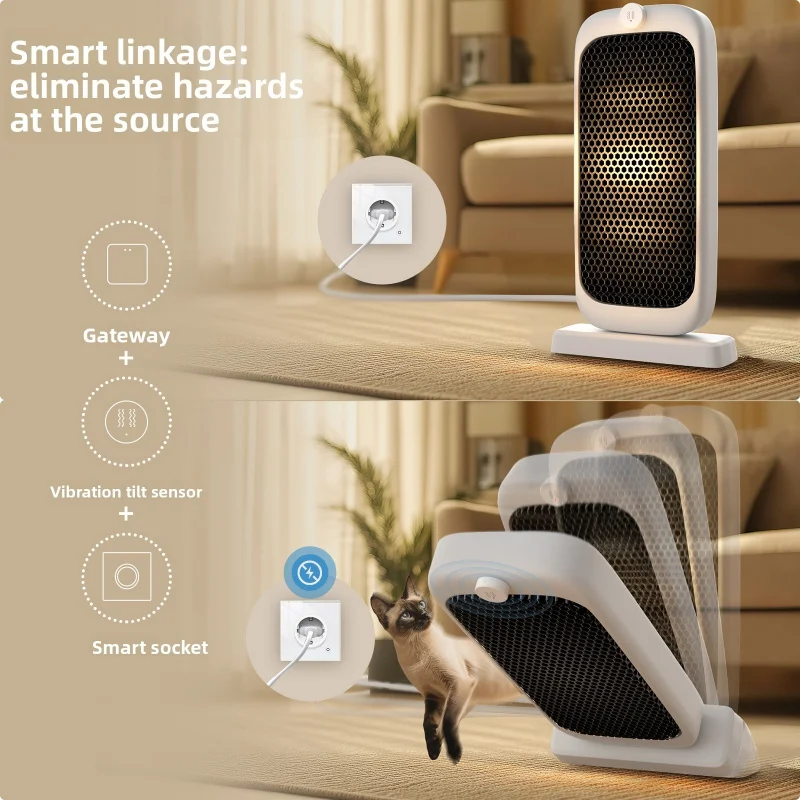 MOES Tuya ZigBee Vibration Sensor, XYZ Axis Shock Tilt Alarm, APP Remote Alert for Home Security