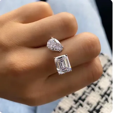 Lovers Heart Lab Simulated Diamond Ring 925 Sterling Silver Party Wedding Band Rings for Women Bridal Engagement Jewelry