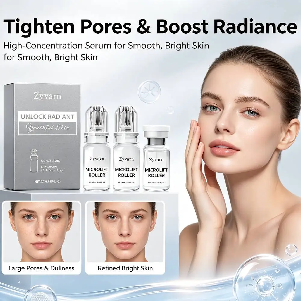 Microneedle Serum Kit 0.25mm Deep Collagen Renewal Fine Lines Wrinkles Reduction Brightening Pore Refining Home Facial Skin Care