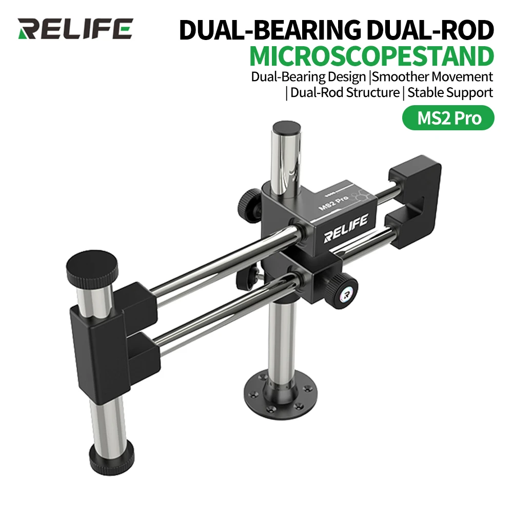 

2026 RELIFE MS2 Pro Подставка для микроскопа с двойным подшипником и двойной штангой, свободная регулировка, для ремонта, с поддержкой вращения, модель T