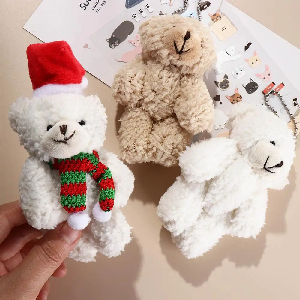 Bear Scarf Flower Christmas Plush Bear Soft Plush Christmas Bear Doll Cartoon PP Cotton Christmas Bear Plush Pendant