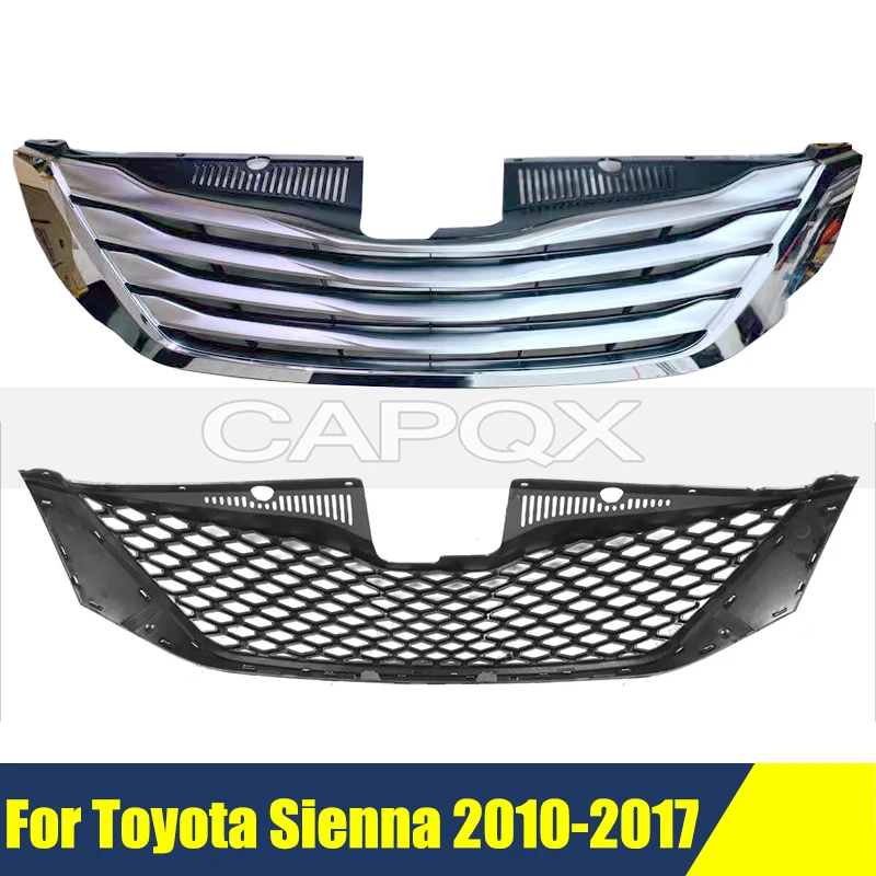 

Передняя хромированная решетка радиатора для Toyota Sienna 2010-2017, бампер, решетка, маска, средняя сетка, гоночные грили, автоматическая решетка