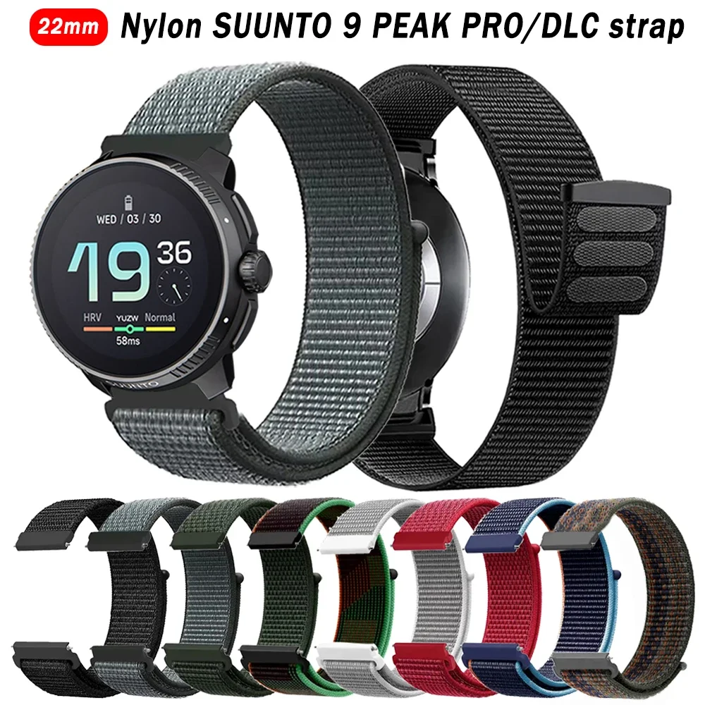 22 mm Nylon-Sportarmband für SUUNTO RACE S/VERTICAL/OCEAN Ersatzarmband für SUUNTO 9 Peak DLC/PRO Uhrenarmband mit elastischer Schlaufe