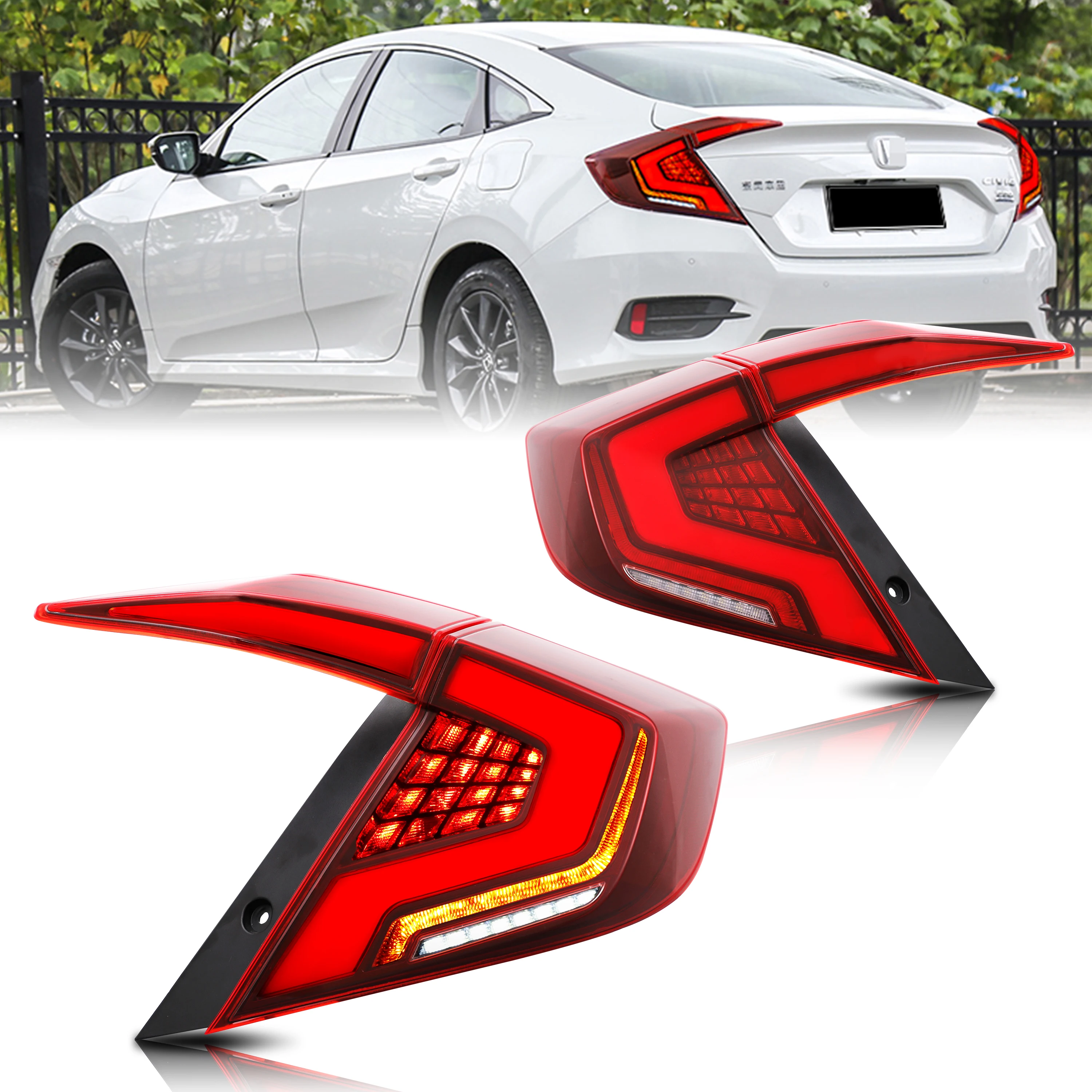 

LED Tail Lights for Honda Civic 2016-2021 Sedan Start-up Animation Sequential Rear Lamps