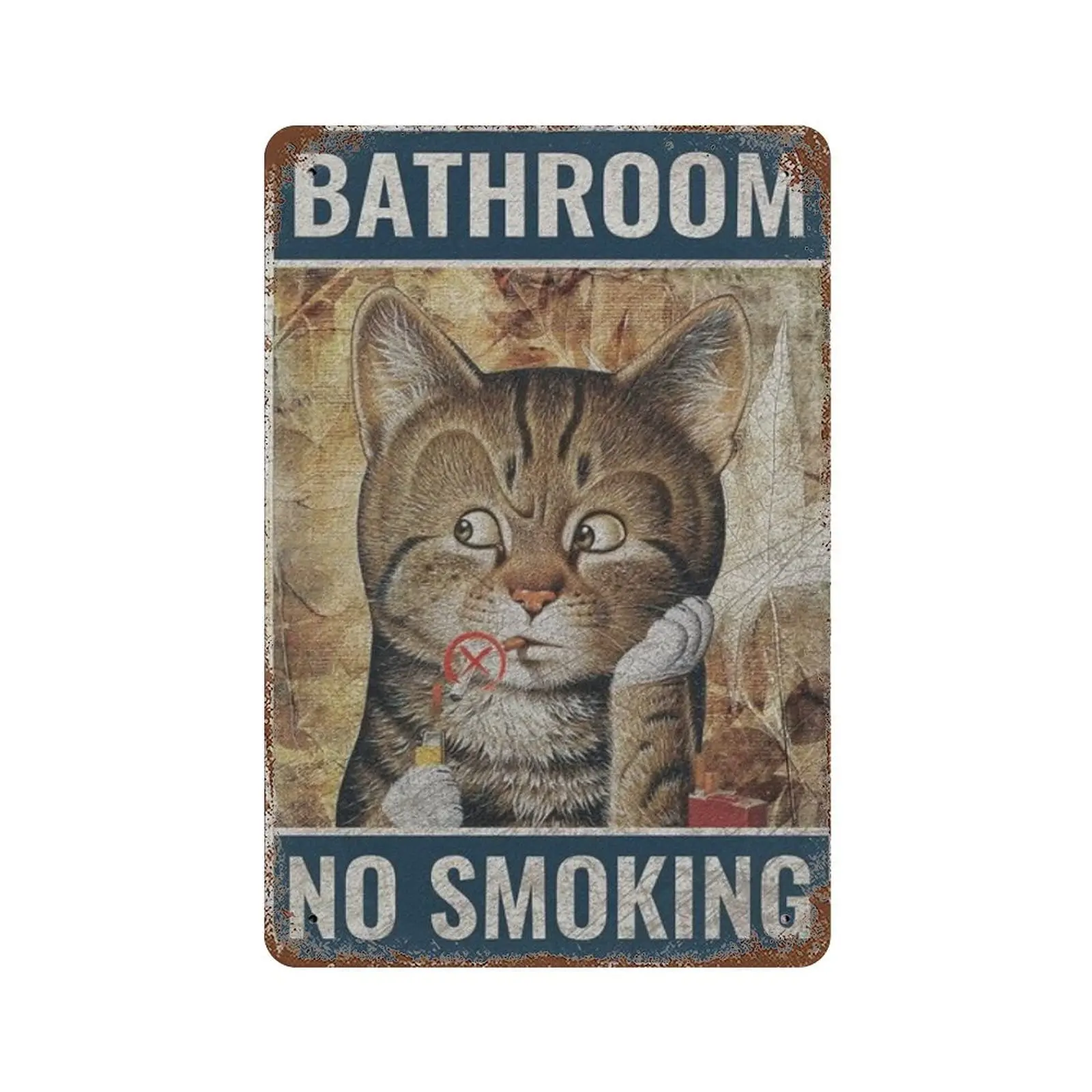 Vintage Funny Tin Sign Bathroom No Smoking Funny Cat Metal Sign Bathroom Wall Decor Tin Sign Vintage Home Decor For Home Kitchen