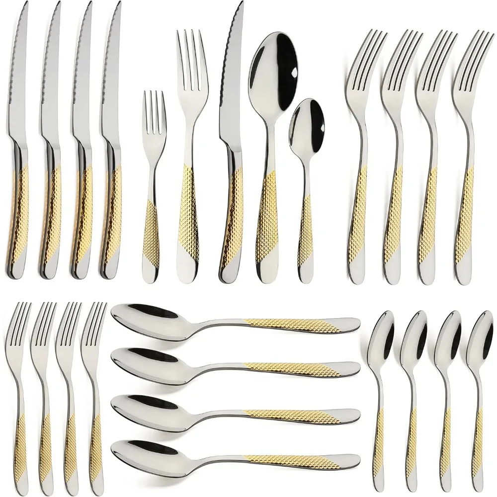 

Silverware Set 20-Piece Stainless Steel Flatware Cutlery Set Service for 4 Kitchen Tableware Utensil Set