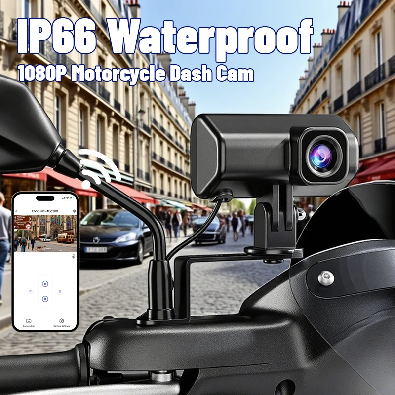 1080P Motorcycle Camera DVR Full Body IP66 Waterproof Sport Camera WiFi Dash Cam Waterproof Driving Video Recorder Black Box