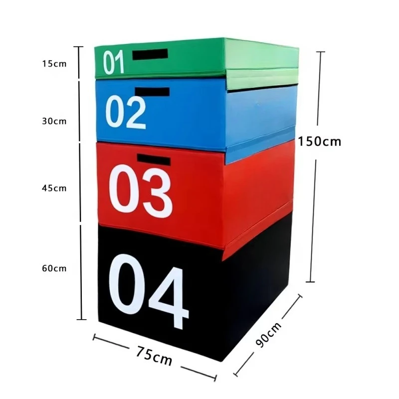 High Density 4-in-1 Soft Fitness Jump Box Height Adjustable Strength Training Stackable Jump Box Power Training Box