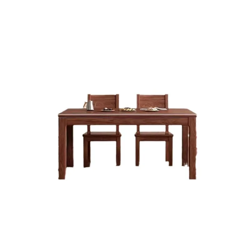 طاولة طعام قابلة للتخصيص ومجموعة كرسي طاولة طعام منزلية على الطراز الصيني مستطيلة وحديثة وبسيطة بطول 1.38 مترًا