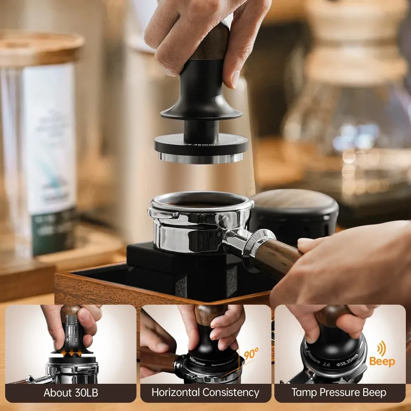 MHW-3BOMBER Flash Tamper 2.0 Series 30lbs Feedback Coffee Distributor Espresso Leveler Tool for Barista Home Coffee Accessories