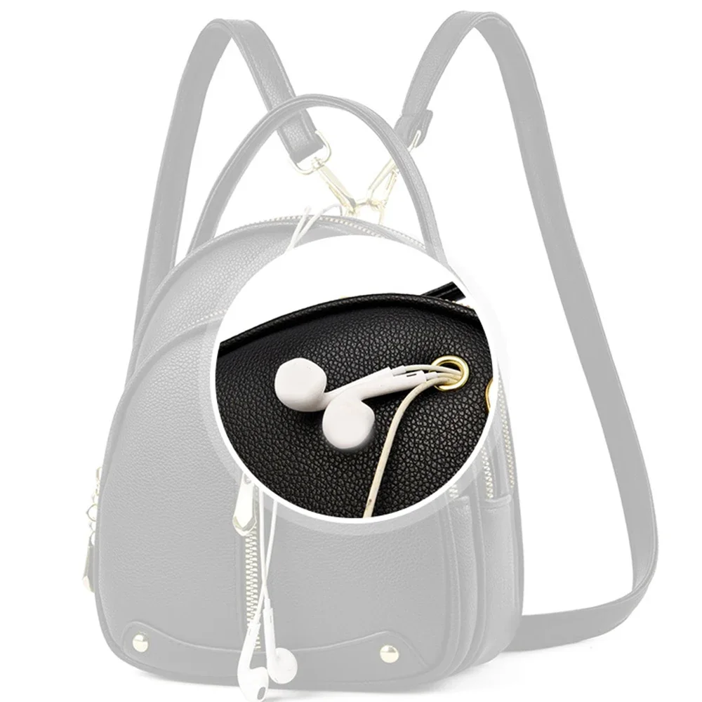 Women Multi-Function PU Leather Mini Backpack Luxury Ladies Solid Color Mini Backpack Soft Small Daypack Shoulder Bag Girl Purse