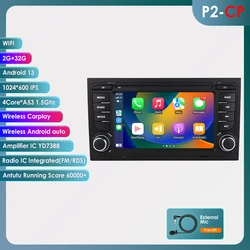 2 Din Android Autoradio GPS Navi Carplay For Audi A4 B6 2000-2006 S4 B7 RS4 Seat Exeo multimedia Player Android Auto Head Unit