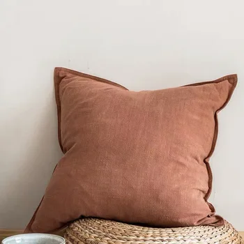 Solid Color Pillow Cover Cotton Linen Sofa Waist Pillowcase Living Room Bed Chair Home…