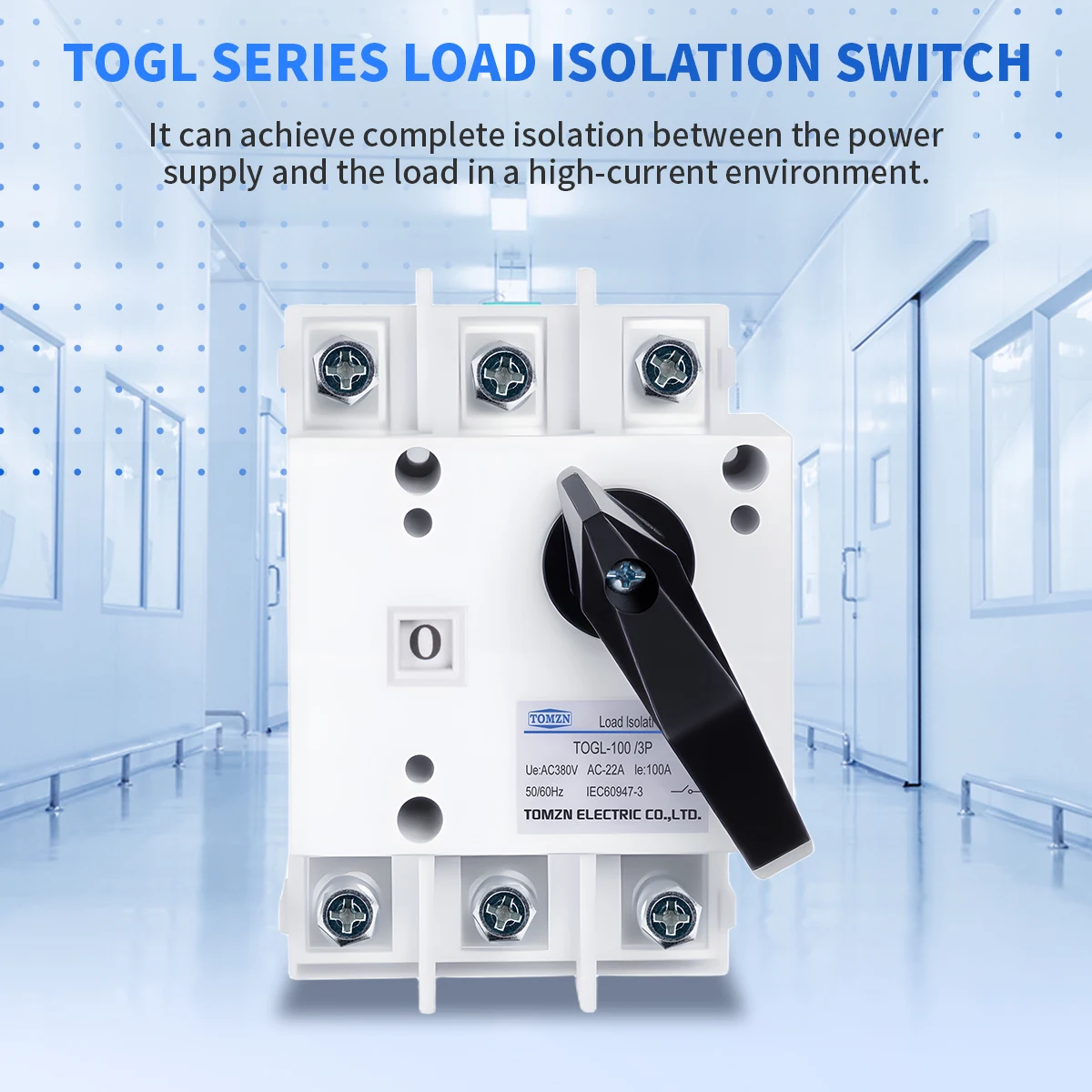TOMZN Office DIN Rail Load Isolating Switch TOGL AC 380V 63A 100A 3P 50Hz 60Hz 3 Poles Disconnect High Quality Detachable Handle