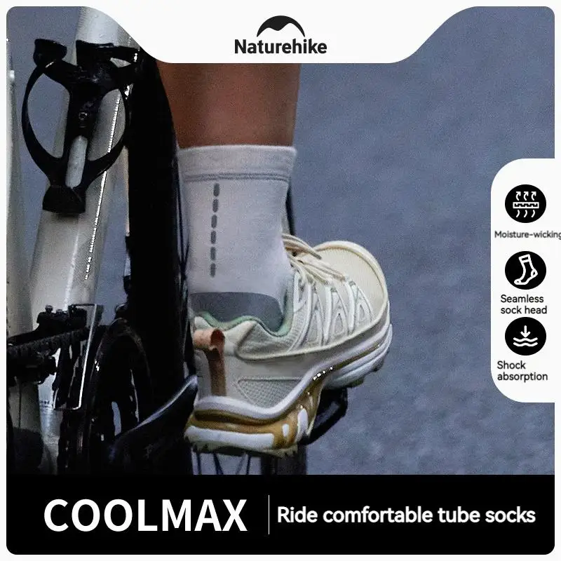 Naturehike Ciclismo Mid-Calf Meias Absorção de Choque Para Homens Mulheres Bicicleta Correndo Esportes GYM Meias De Algodão Macio Respirável 1 Par