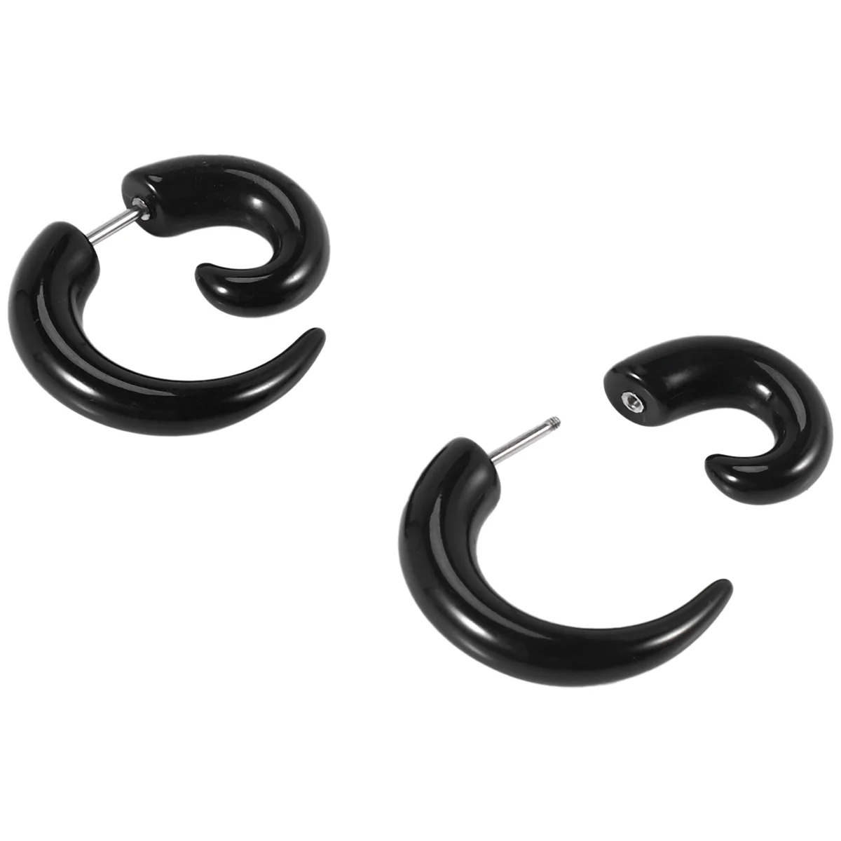 Jewellery Mens Horn Claw Stud Earrings, Cheater Fake Ear Plugs Gauges Illusion Tunnel, Black (with Gift Bag)