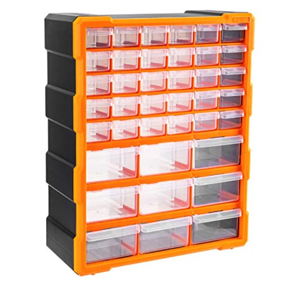 

Wall Mount Hardware and Craft Storage Cabinet Organizer with 39 Drawers Plastic Garage Organization System with Dividers for Sm