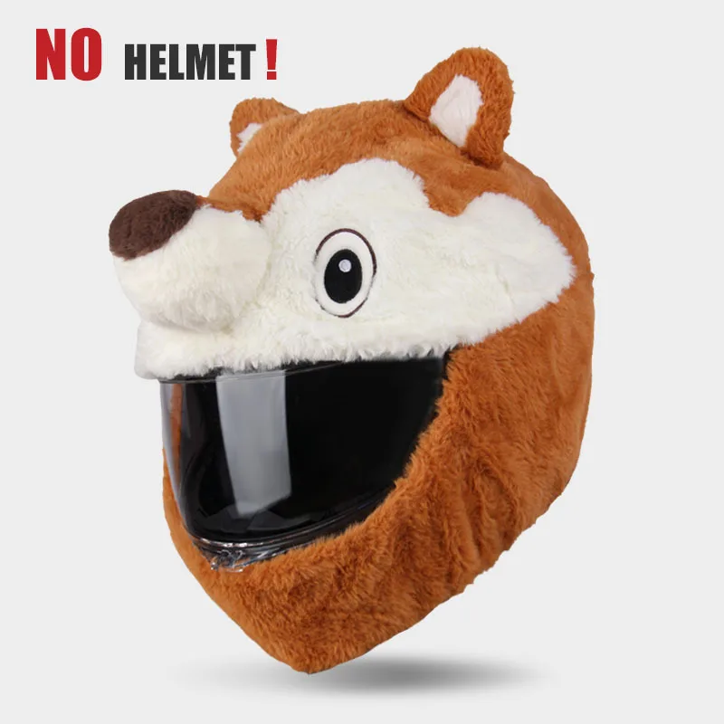 Juste de casque de moto en peluche avec dessin animé, accessoires de personnalité, chaud, mignon, tête de over, à la mode