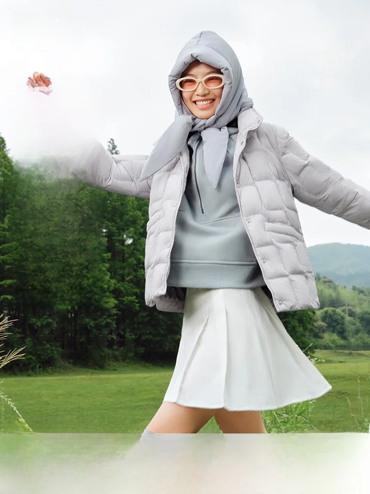 

Женская легкая теплая модная пуховая куртка Snow Flying Spring 2026 в корейском стиле, простая универсальная городская повседневная верхняя одежда