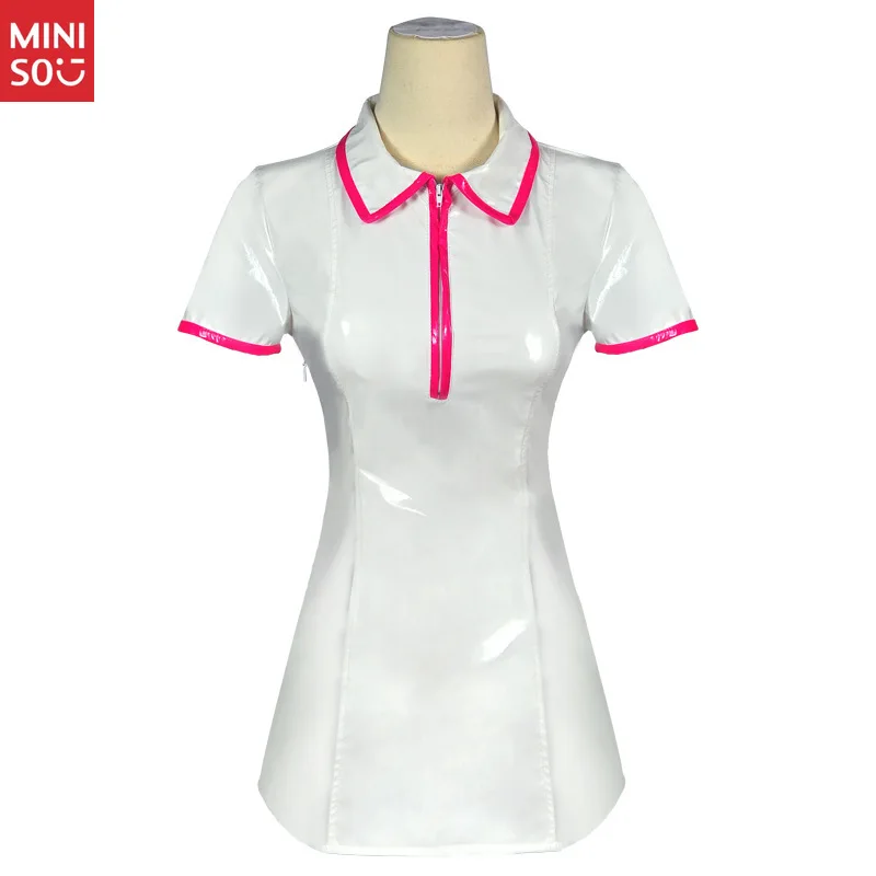 Miniso أنيمي بالمنشار رجل تأثيري حلي ماكيما قوة مثير ممرضة موحدة بولي فستان فستان جلد البدلة شعر مستعار النساء هالوين