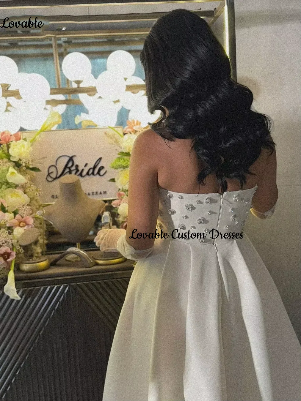 Robes De bal personnalisées sans bretelles, ligne a, perles, robes élégantes pour femmes, fermeture éclair, robe De soirée De mariage, gilet