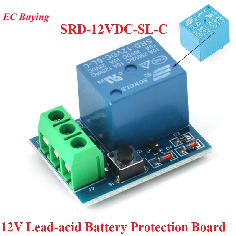 Módulo de protección de batería de 12V Placa de protección de batería de plomo-ácido Módulo de relé de protección de bajo voltaje de sobredescarga